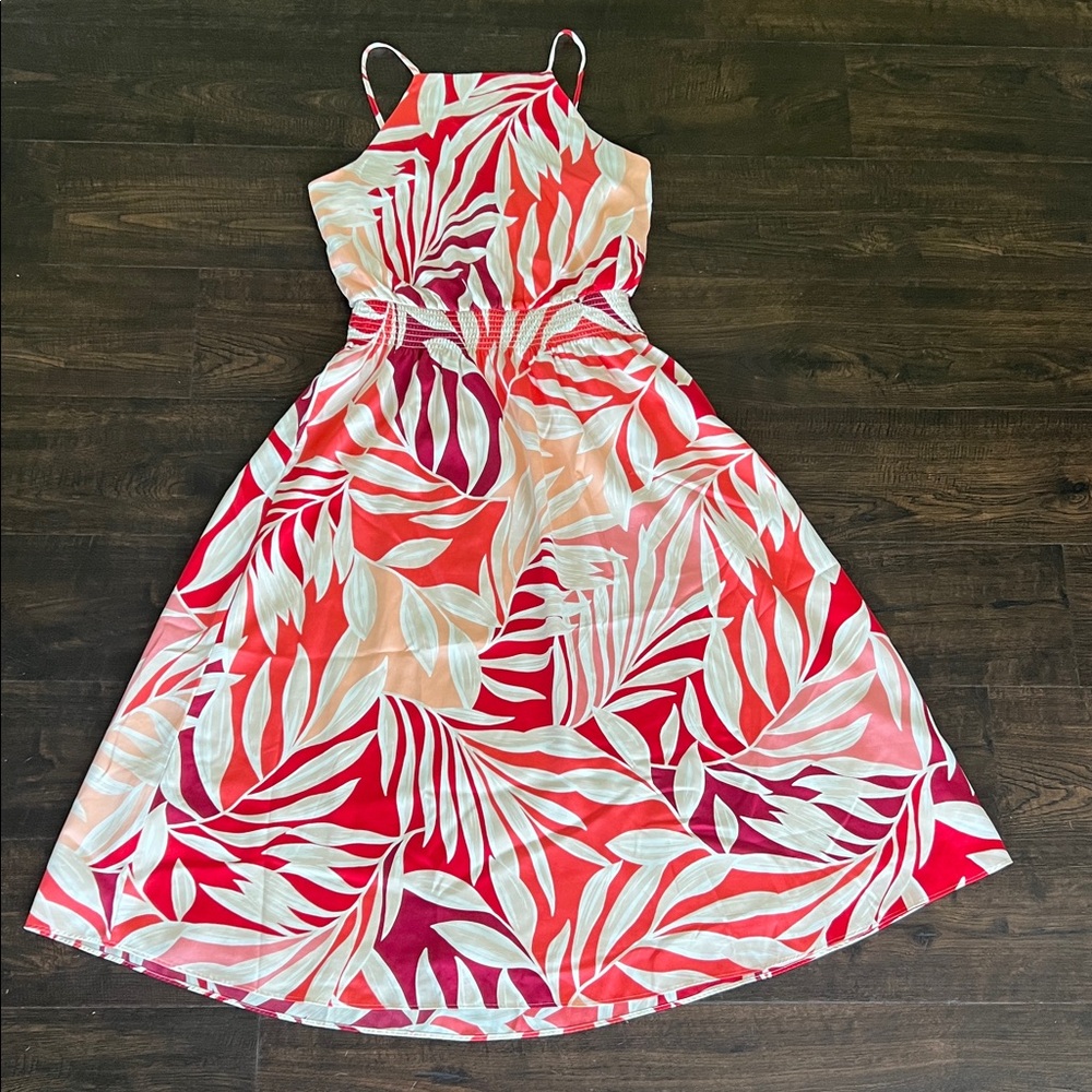 Tropical Leaf Print Dress